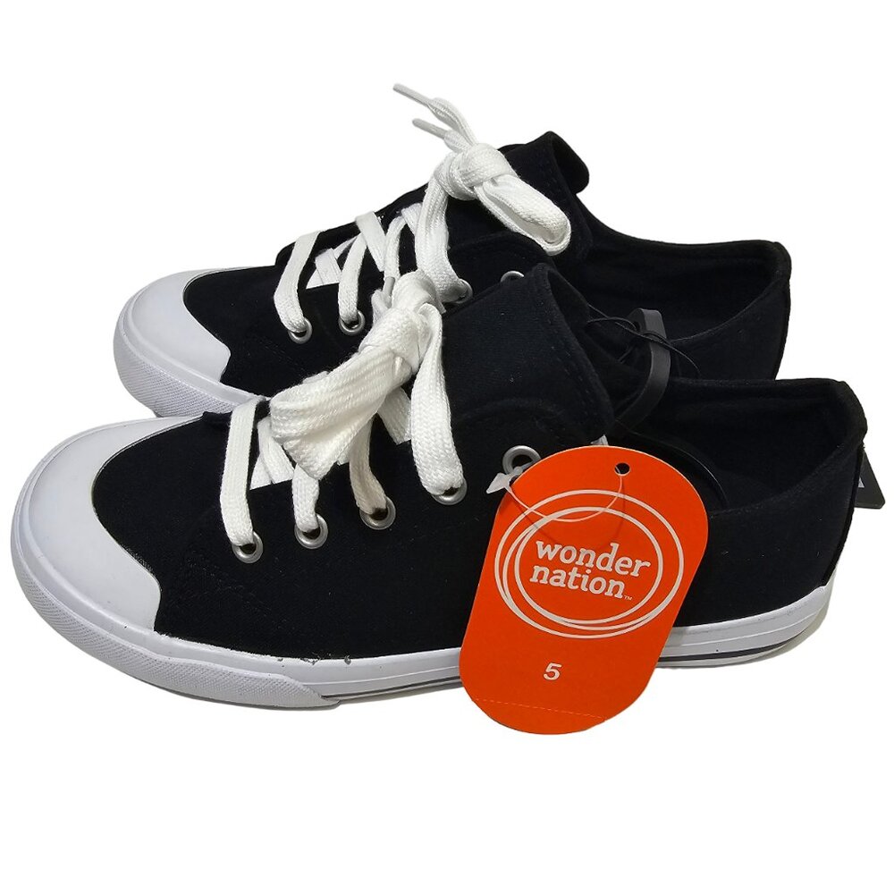 Wonder Nation Little & Big Boys Casual Sneakers Lace Up Shoes Memory Foam Black